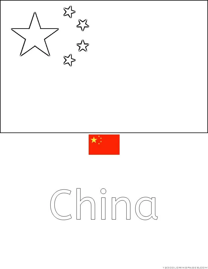 Desenho da Bandeira da China para Colorir