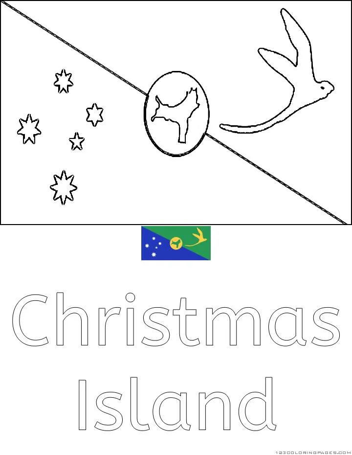 Desenho da Bandeira da Ilha do Natal para Colorir