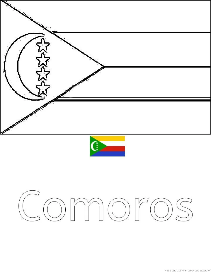Desenho da Bandeira das Comores para Colorir