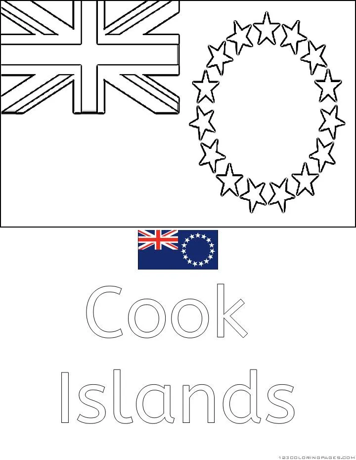 Desenho da Bandeira das Ilhas Cook para Colorir