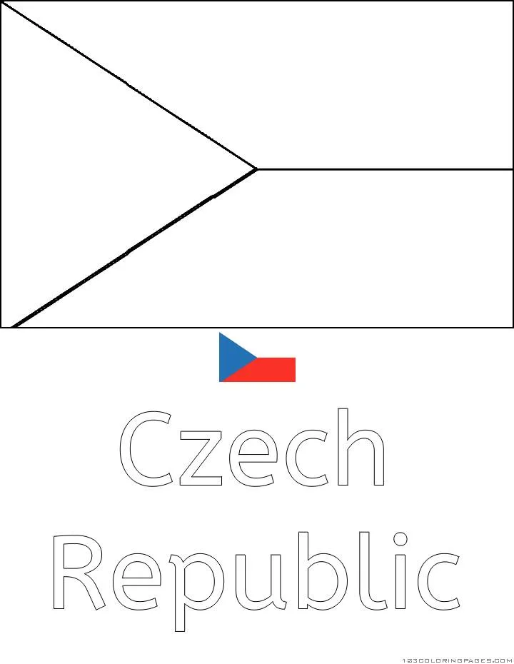 Desenho da Bandeira da República Tcheca para Colorir
