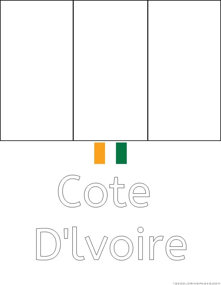 Desenho da Bandeira da Costa do Marfim para Colorir
