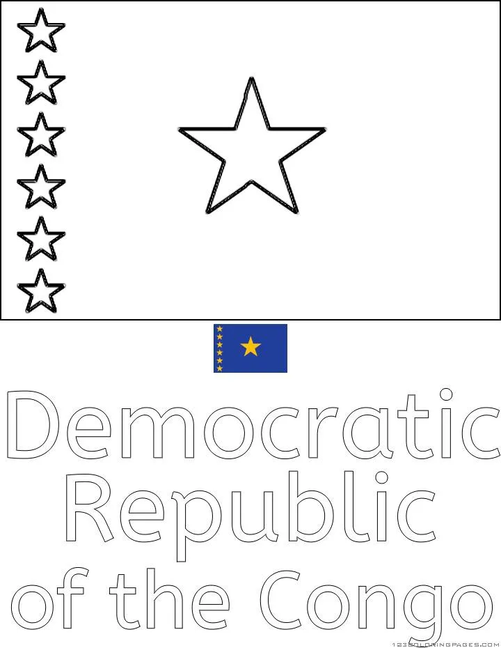 Desenho da Bandeira da República Democrática do Congo para Colorir
