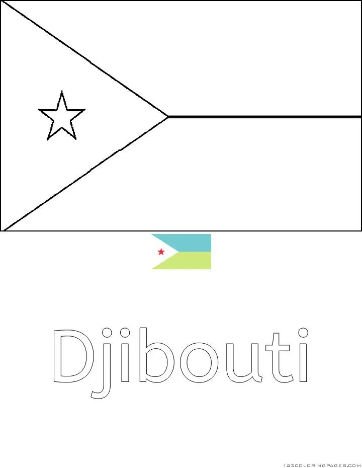 Desenho da Bandeira de Djibouti para Colorir