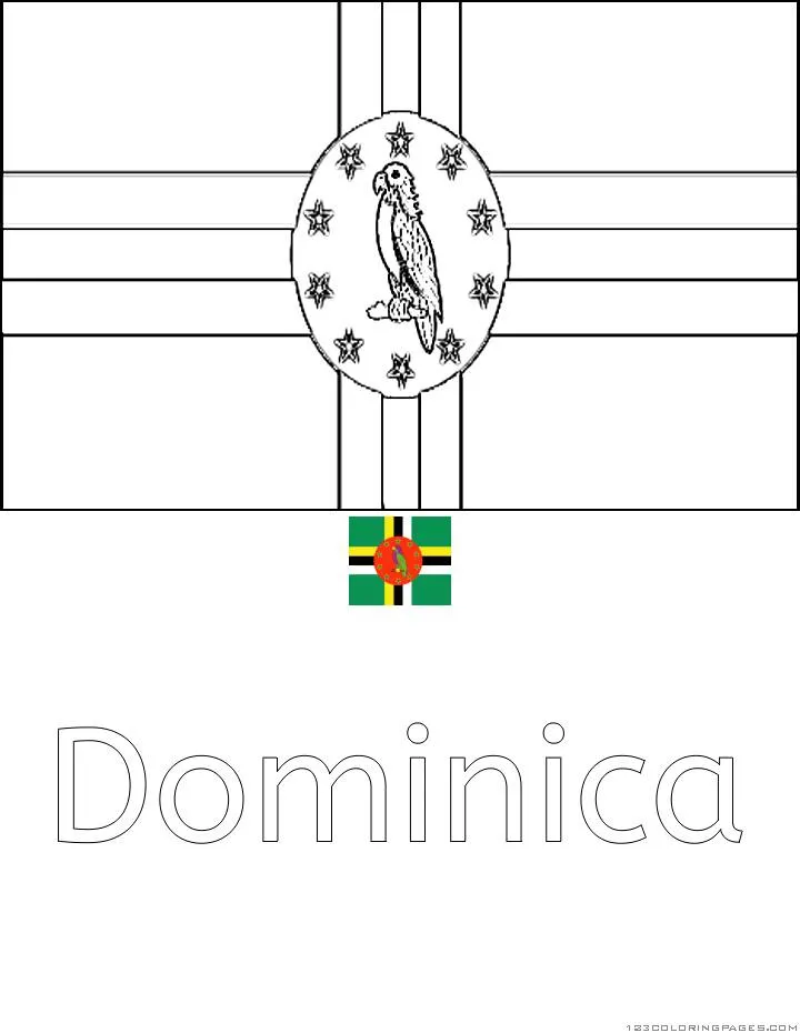 Desenho da Bandeira da Dominica para Colorir