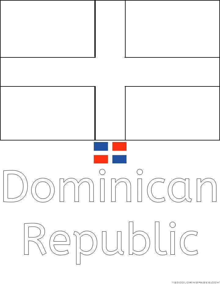 Desenho da Bandeira da República Dominicana para Colorir
