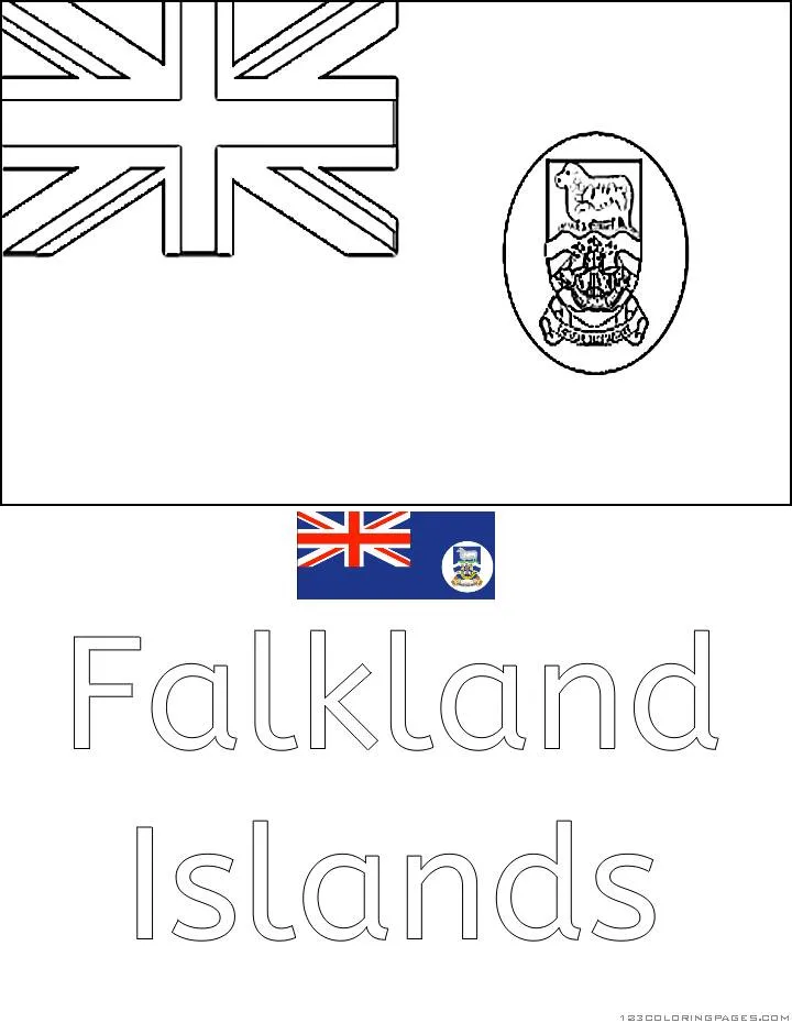 Desenho da Bandeira das Ilhas Malvinas para Colorir