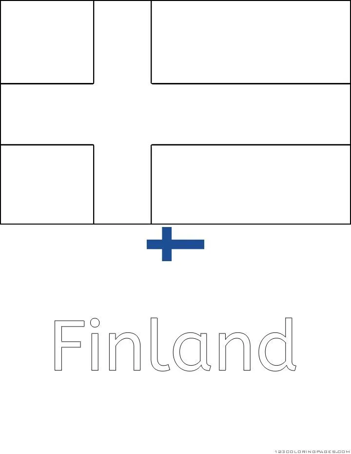 Desenho da Bandeira da Finlândia para Colorir