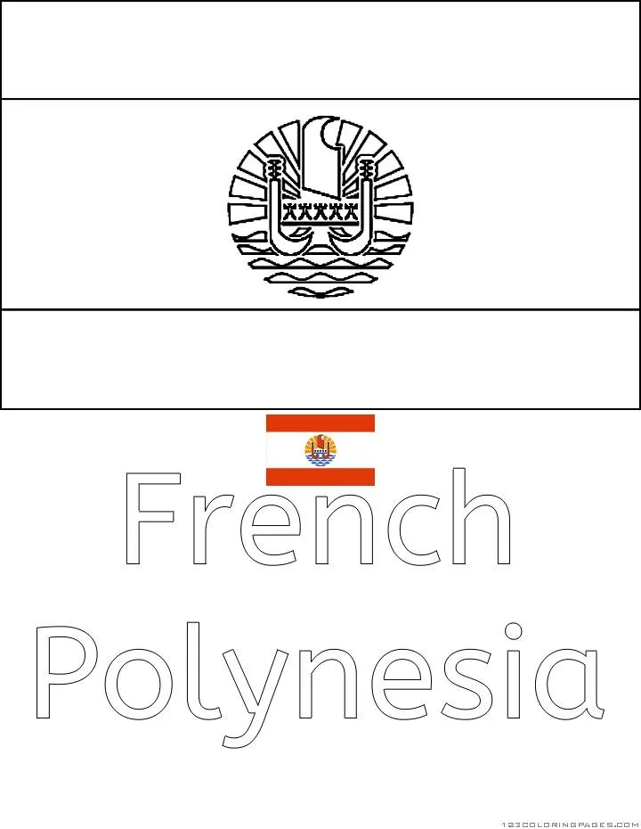 Desenho da Bandeira da Polinésia Francesa para Colorir
