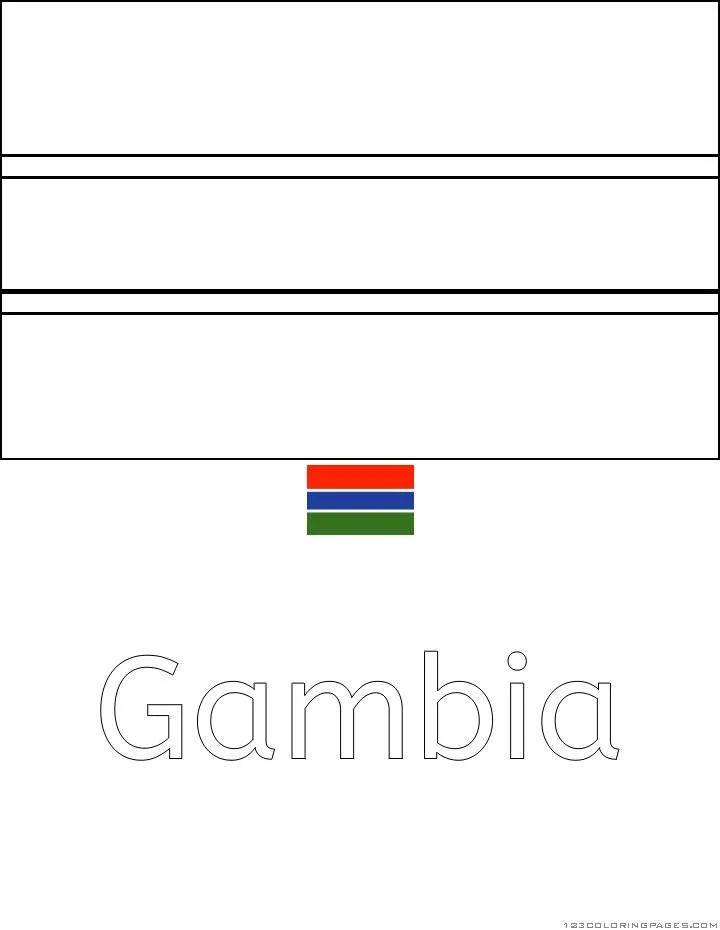 Desenho da Bandeira da Gâmbia para Colorir