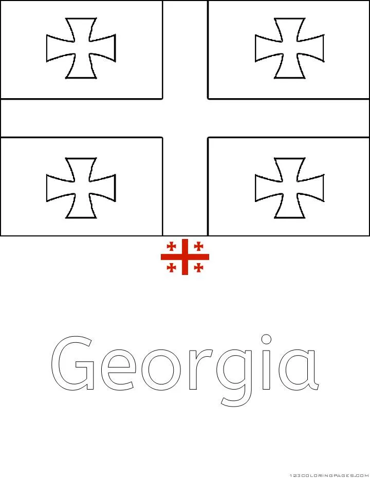 Desenho da Bandeira da Geórgia para Colorir