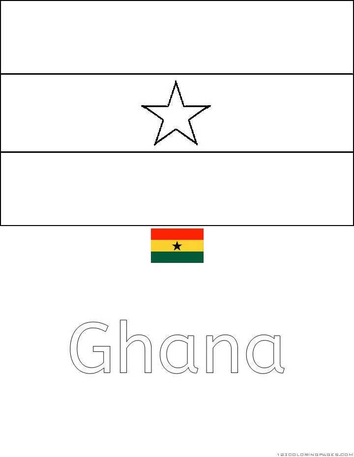 Desenho da Bandeira de Gana para Colorir