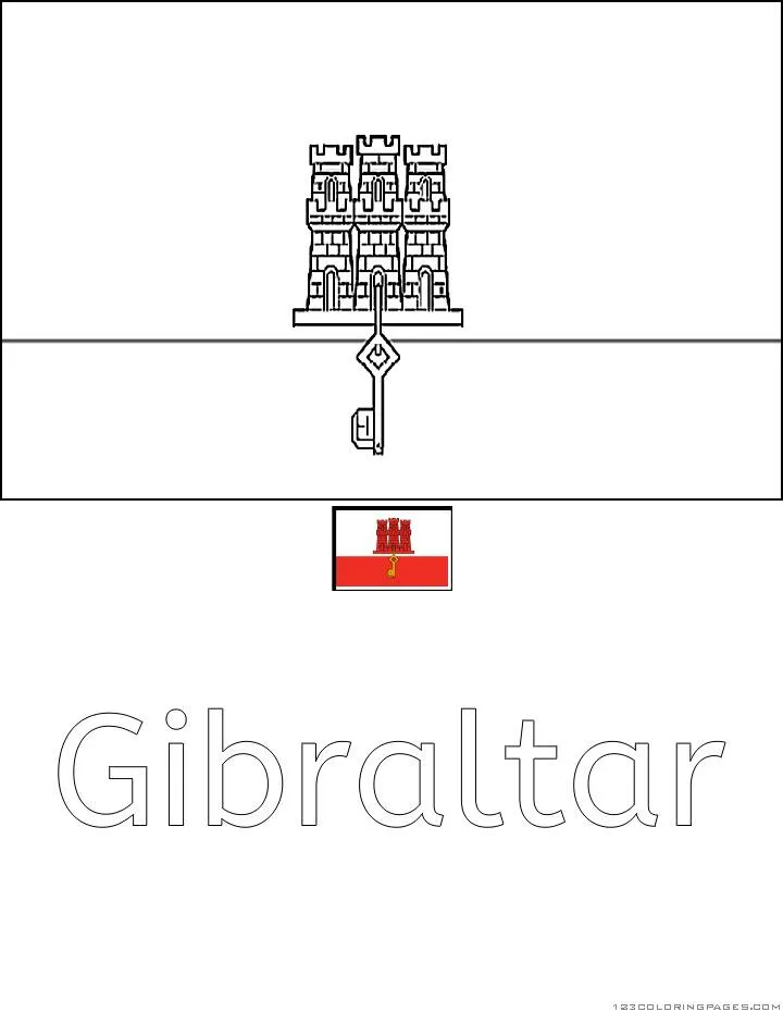 Desenho da Bandeira de Gibraltar para Colorir