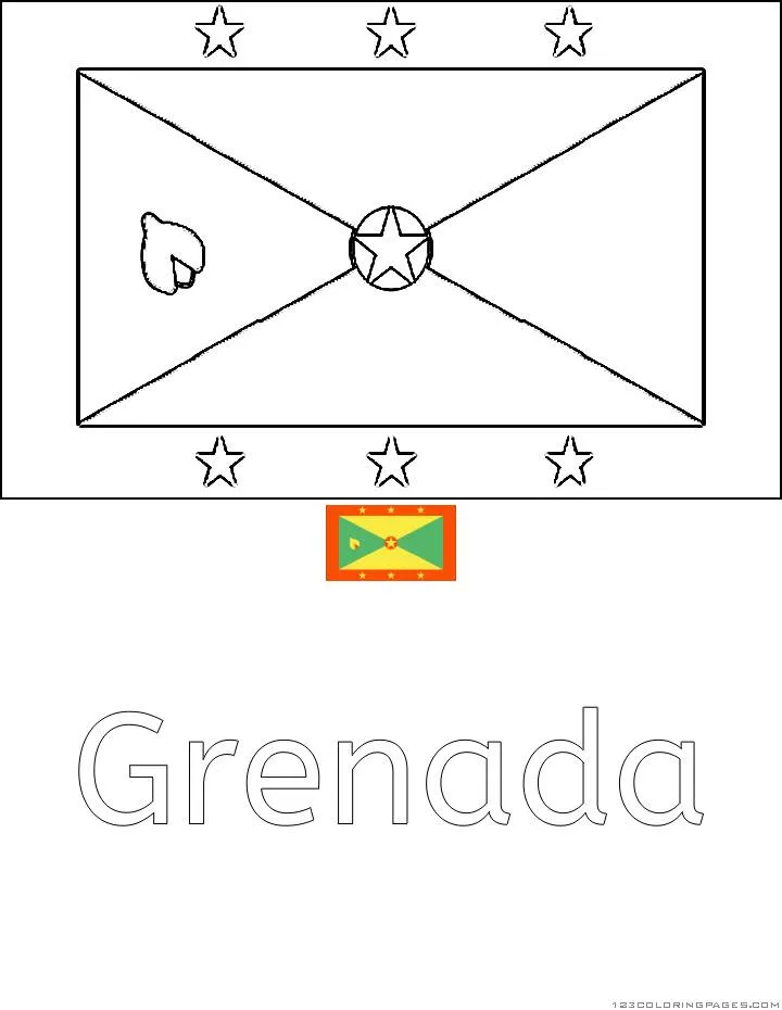 Desenho da Bandeira de Granada para Colorir
