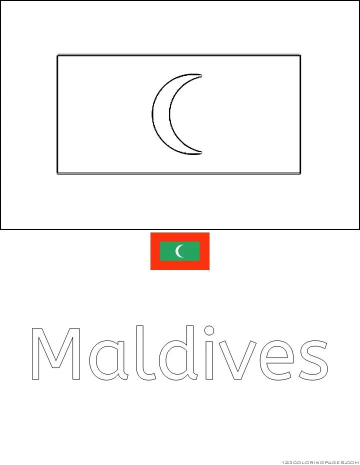 Desenho da Bandeira das Maldivas para Colorir