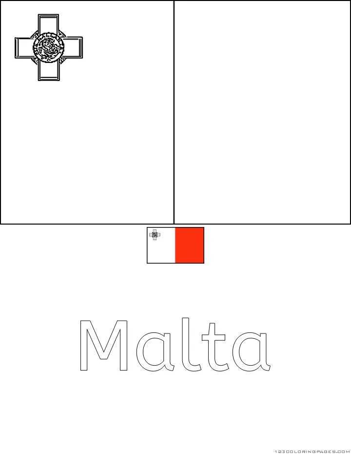 Desenho da Bandeira de Malta para Colorir