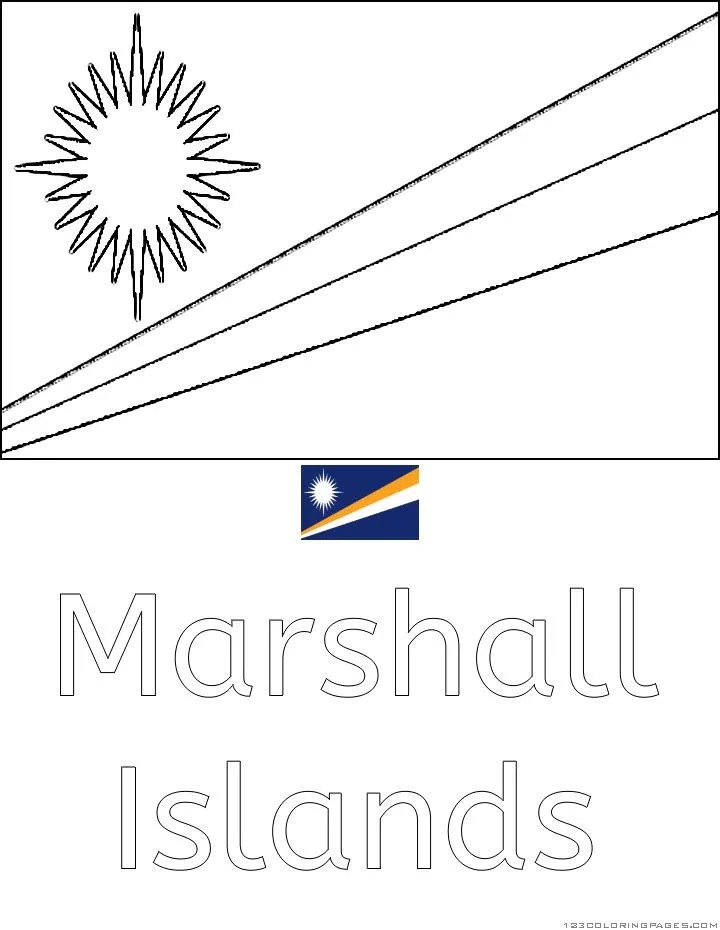 Desenho da Bandeira das Ilhas Marshall para Colorir