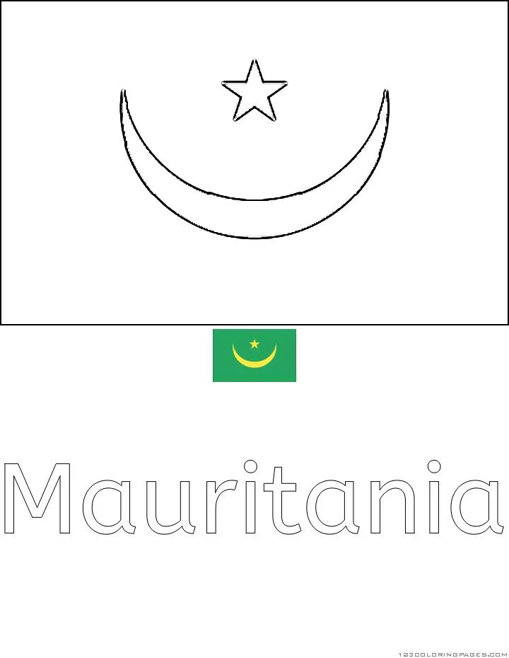Desenho da Bandeira da Mauritânia para Colorir