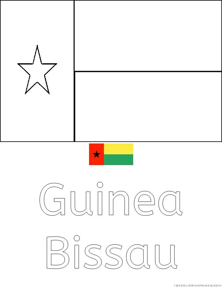 Desenho da Bandeira da Guiné Bissau para Colorir