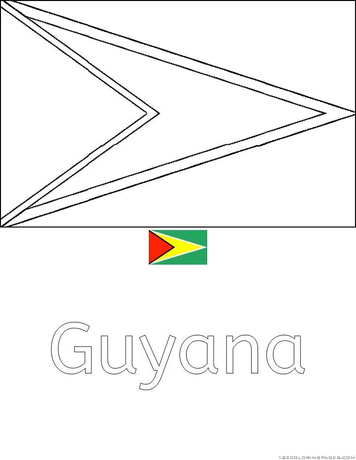 Desenho da Bandeira da Guiana para Colorir