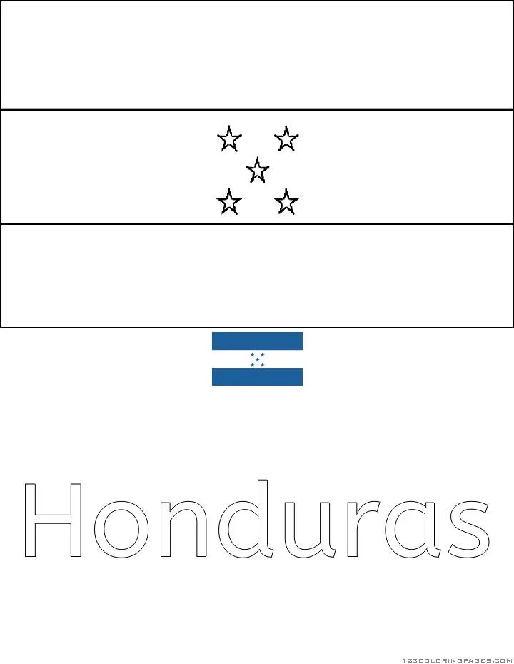 Desenho da Bandeira de Honduras para Colorir
