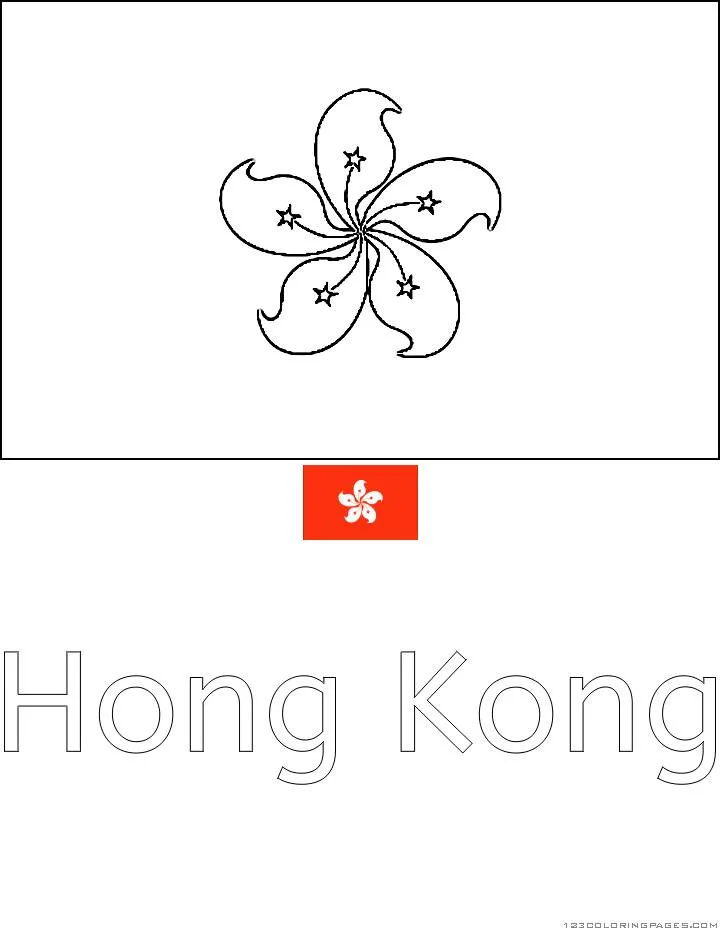 Desenho da Bandeira de Hong Kong para Colorir