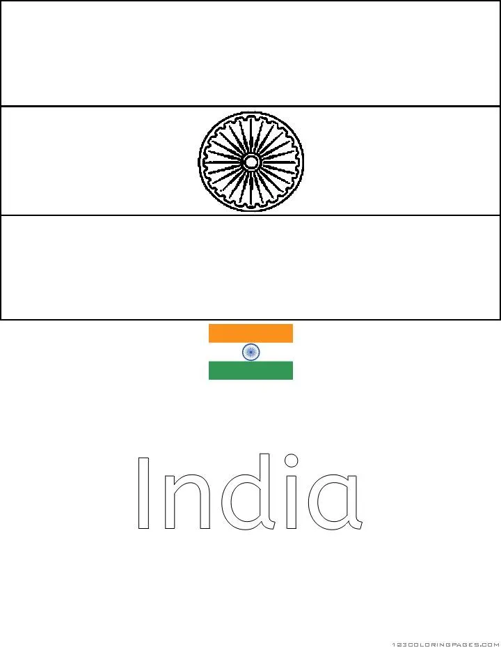Desenho da Bandeira da Índia para Colorir