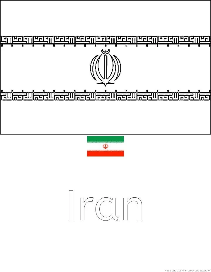 Desenho da Bandeira do Irã para Colorir