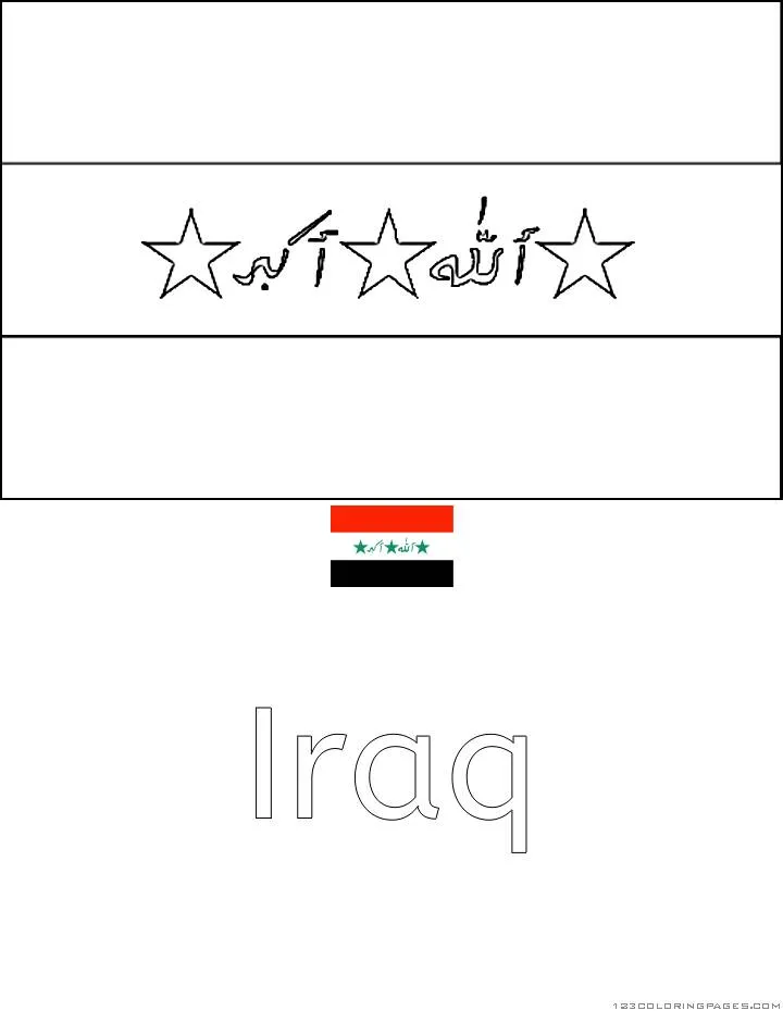 Desenho da Bandeira do Iraque para Colorir