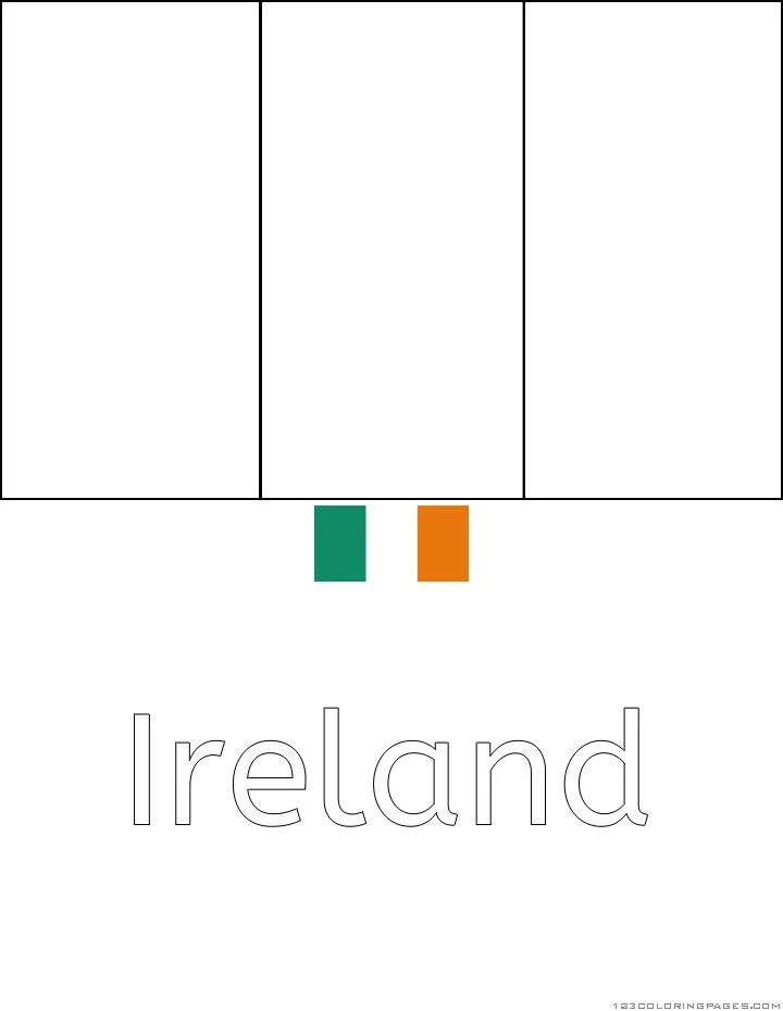 Desenho da Bandeira da Irlanda para Colorir