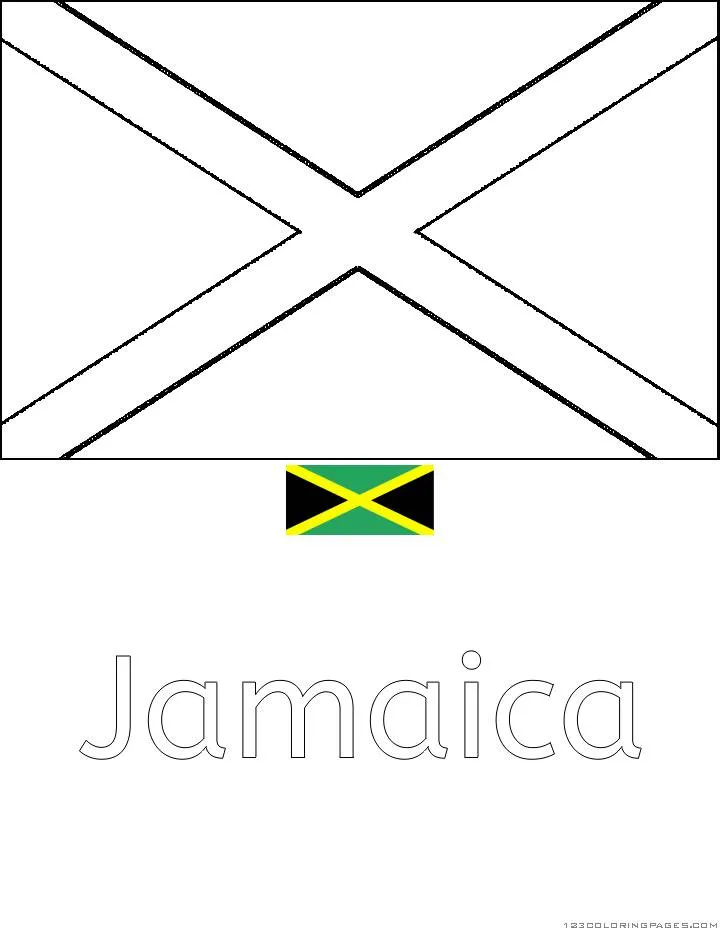 Desenho da Bandeira da Jamaica para Colorir