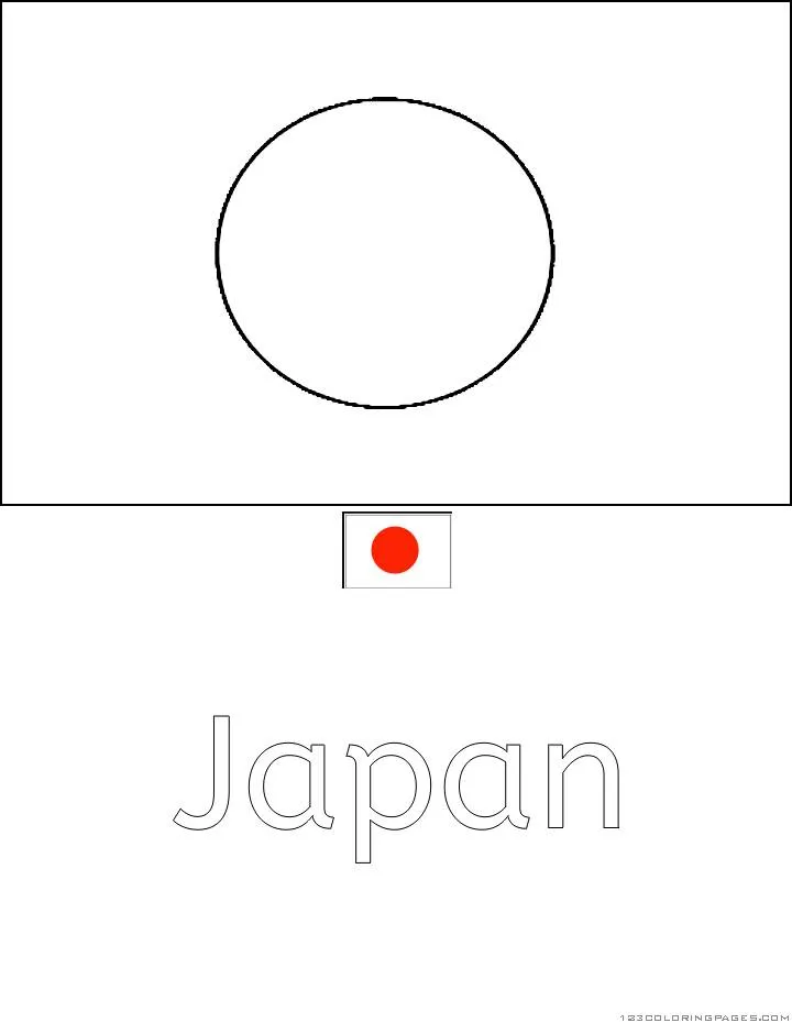 Desenho da Bandeira do Japão para Colorir