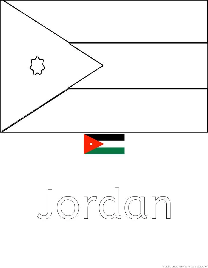 Desenho da Bandeira da Jordânia para Colorir