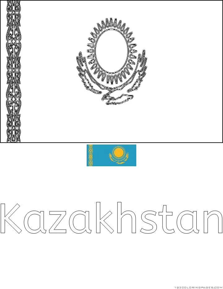 Desenho da Bandeira do Cazaquistão para Colorir