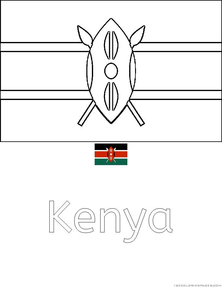 Desenho da Bandeira do Quênia para Colorir