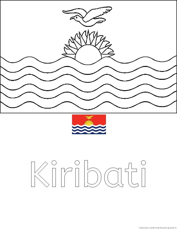 Desenho da Bandeira de Kiribati para Colorir