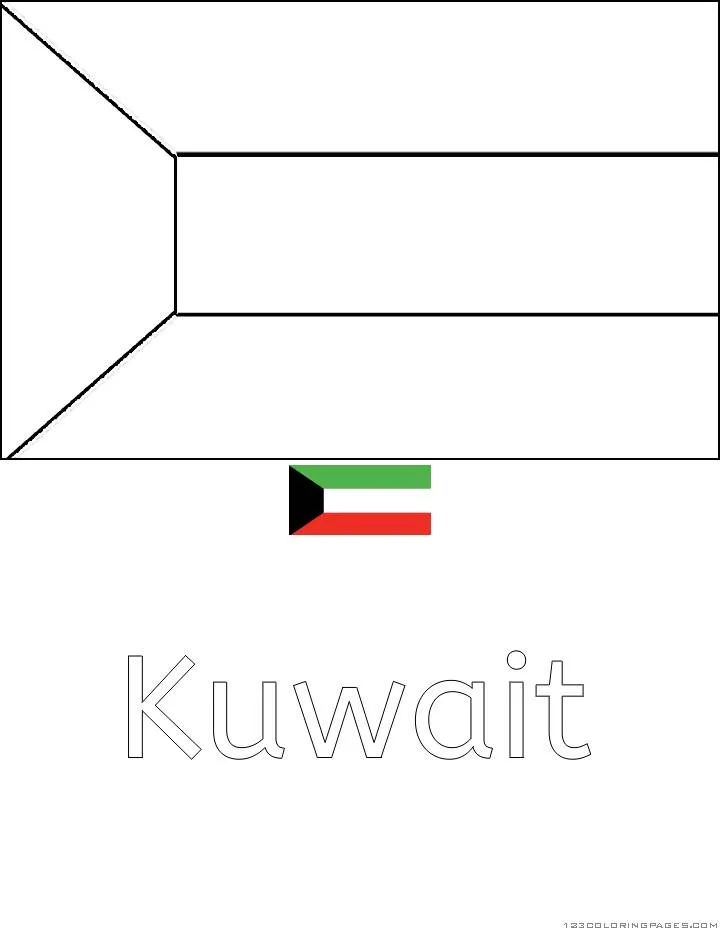 Desenho da Bandeira do Kuwait para Colorir