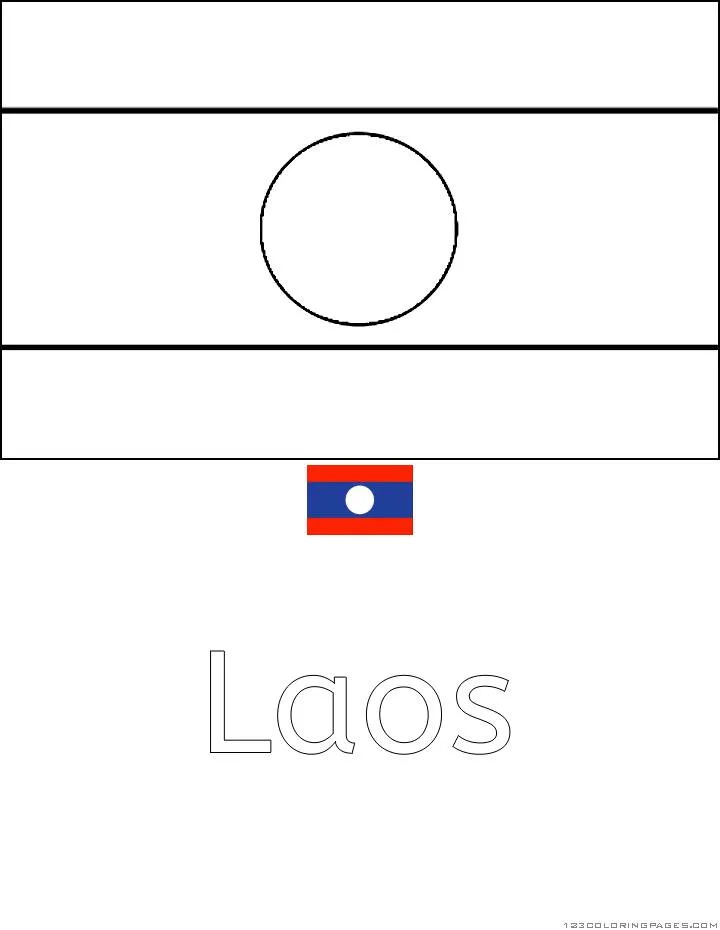 Desenho da Bandeira do Laos para Colorir