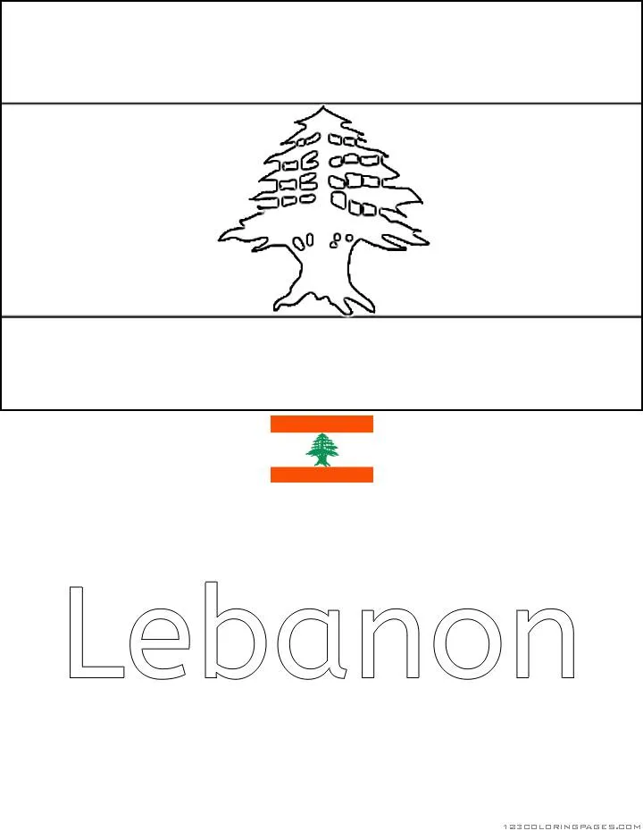 Disegno da Colorare con la bandiera del Libano