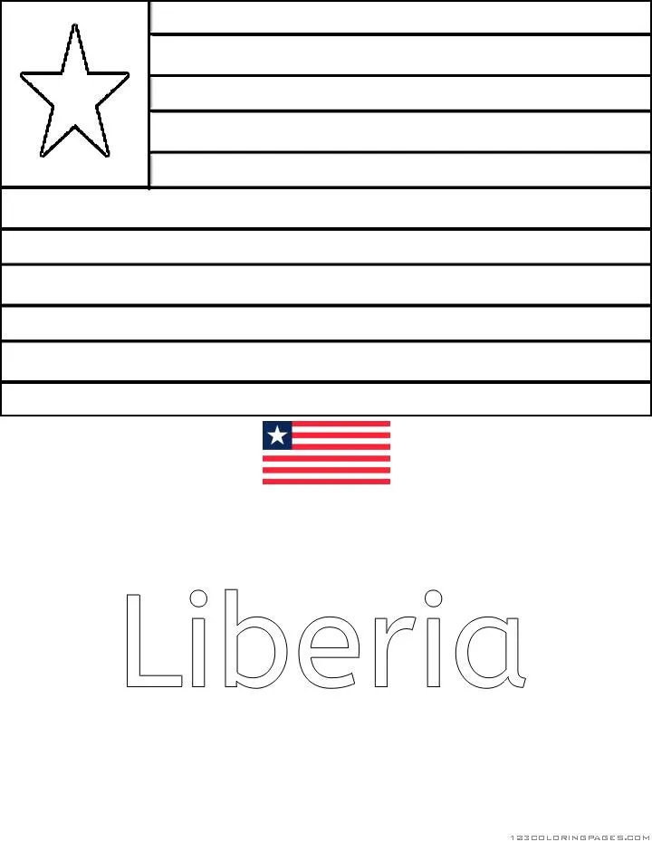 Desenho da Bandeira da Libéria para Colorir