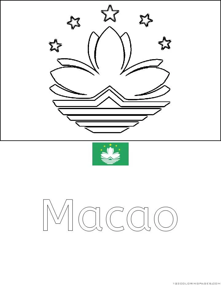 Desenho da Bandeira de Macau para Colorir