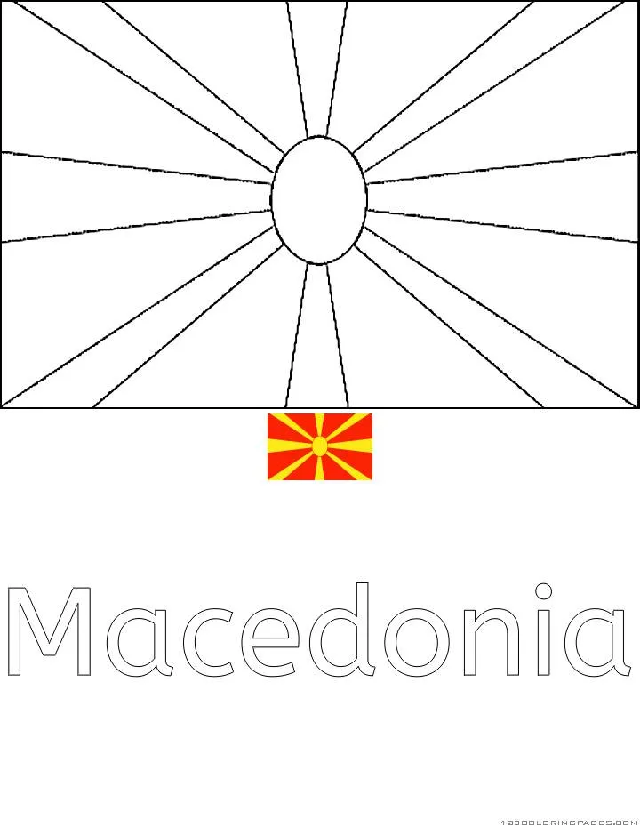 Desenho da Bandeira da Macedônia para Colorir